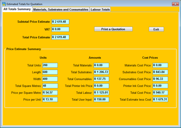Estimate Calculator