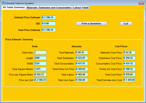 Estimate Calculator